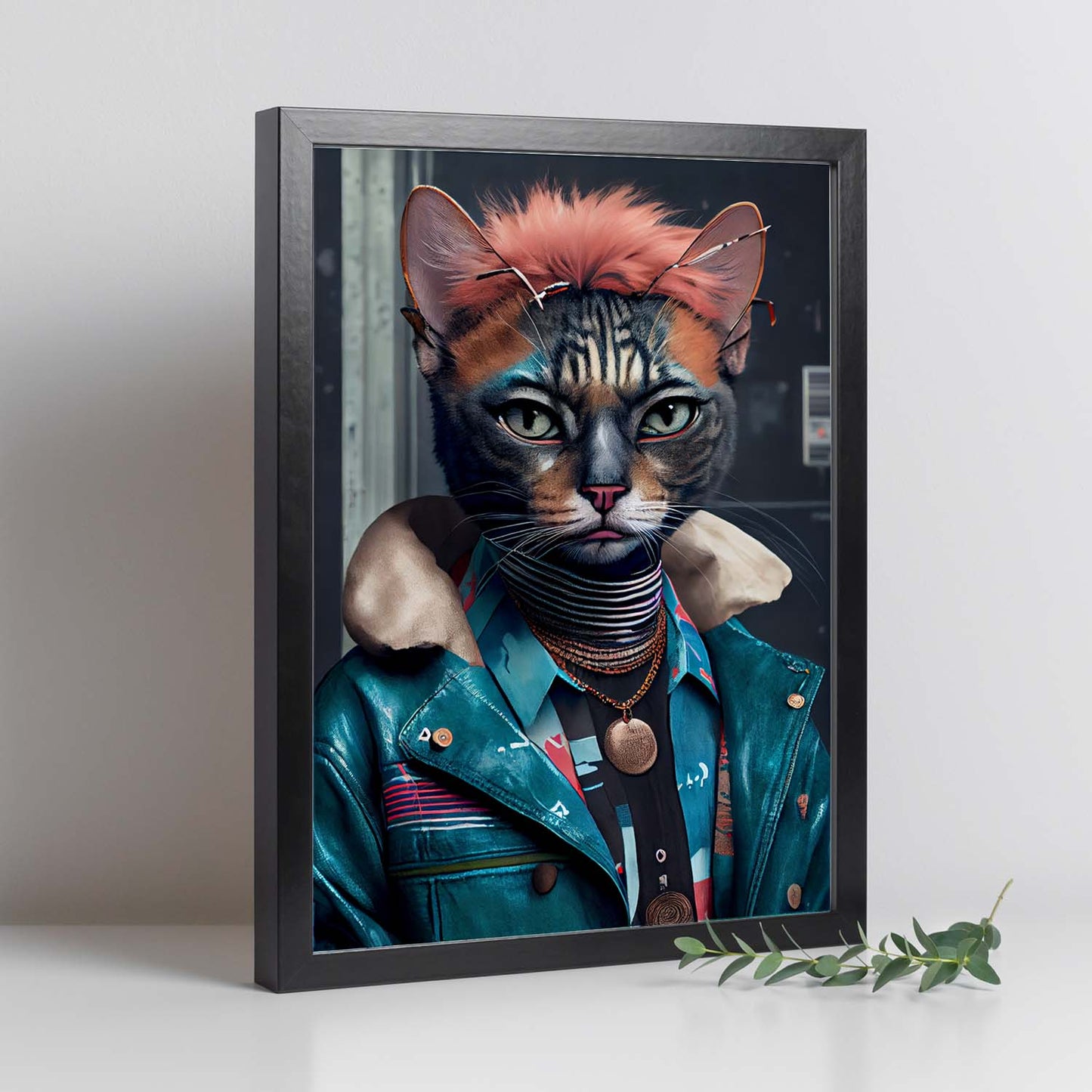 Nacnic Lámina Habana brown punk Práctico en estilo Fotografía a todo color. Divertidas ilustraciones realistas de animales con ropa humana. Diseño y Decoración de Interiores.-Artwork-Nacnic-Nacnic Estudio SL