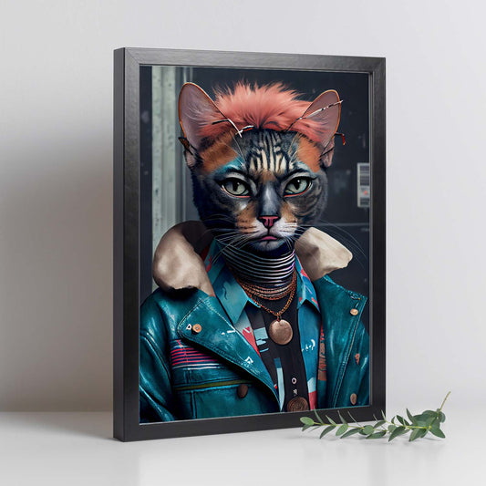 Nacnic Lámina Habana brown punk Práctico en estilo Fotografía a todo color. Divertidas ilustraciones realistas de animales con ropa humana. Diseño y Decoración de Interiores.-Artwork-Nacnic-Nacnic Estudio SL