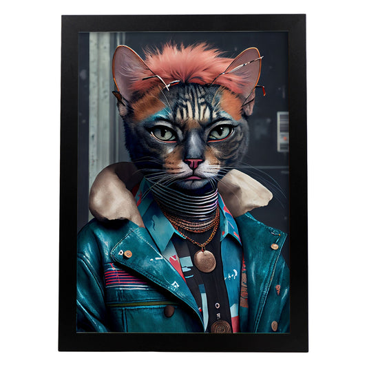 Nacnic Lámina Habana brown punk Práctico en estilo Fotografía a todo color. Divertidas ilustraciones realistas de animales con ropa humana. Diseño y Decoración de Interiores.-Artwork-Nacnic-A4-Sin marco-Nacnic Estudio SL