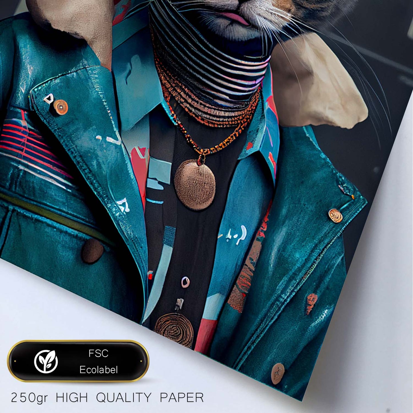 Nacnic Lámina Habana brown punk Práctico en estilo Fotografía a todo color. Divertidas ilustraciones realistas de animales con ropa humana. Diseño y Decoración de Interiores.-Artwork-Nacnic-Nacnic Estudio SL
