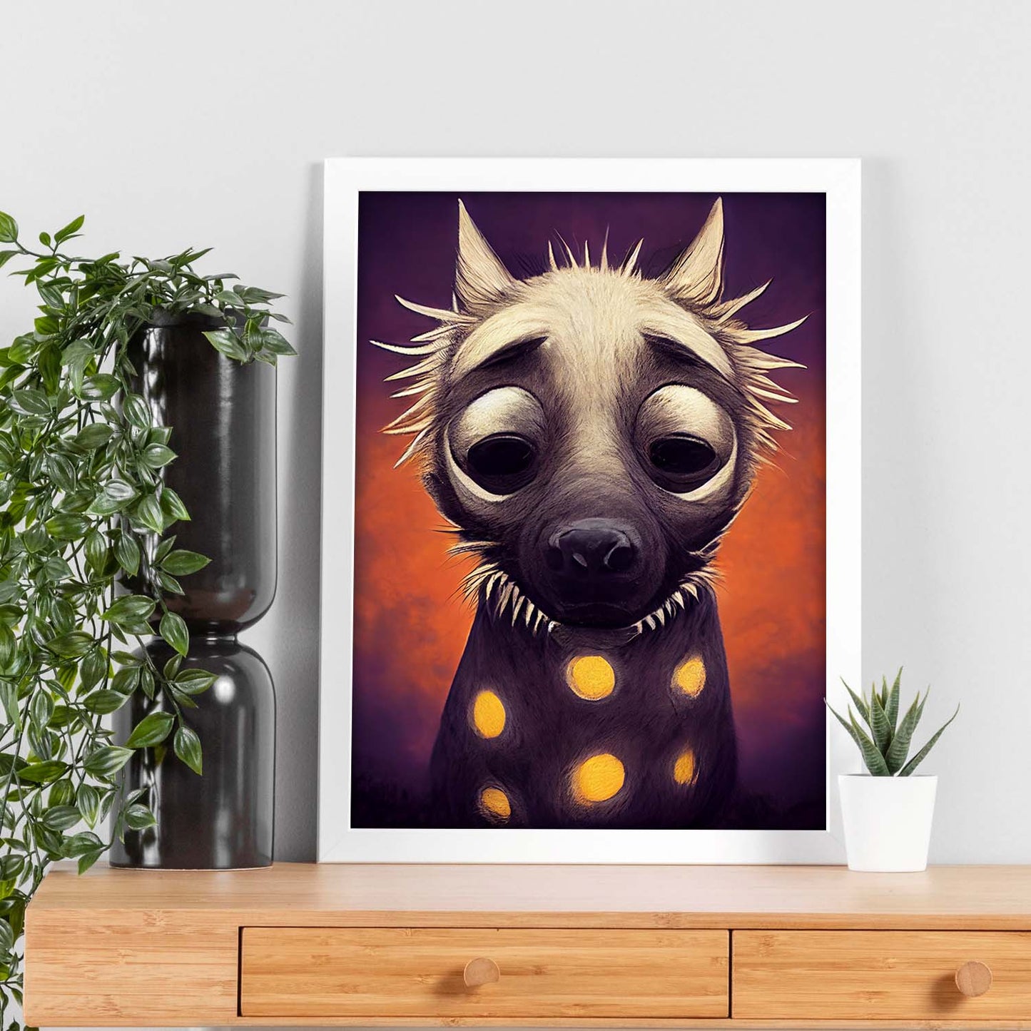Nacnic Lámina Hiena Energético estilo T. Burton. Ilustraciones y pósters de animales inspirados en el arte gótico y oscuro de Burton. Diseño y Decoración de Interiores.-Artwork-Nacnic-Nacnic Estudio SL