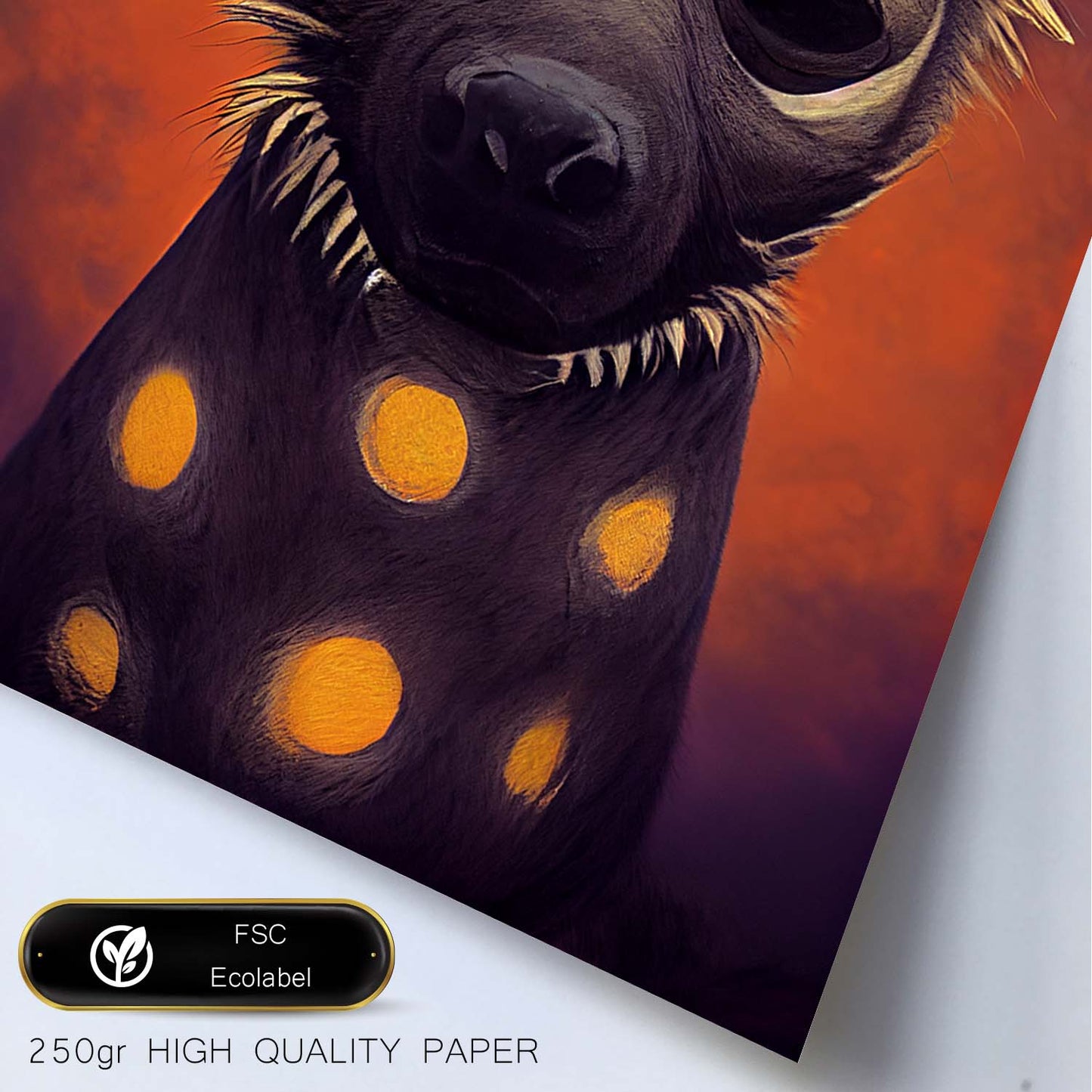 Nacnic Lámina Hiena Energético estilo T. Burton. Ilustraciones y pósters de animales inspirados en el arte gótico y oscuro de Burton. Diseño y Decoración de Interiores.-Artwork-Nacnic-Nacnic Estudio SL