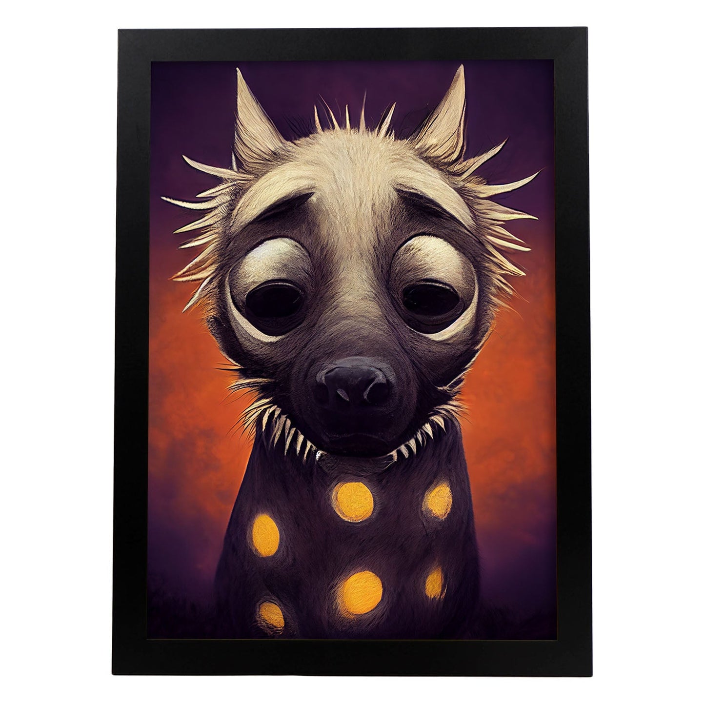 Nacnic Lámina Hiena Energético estilo T. Burton. Ilustraciones y pósters de animales inspirados en el arte gótico y oscuro de Burton. Diseño y Decoración de Interiores.-Artwork-Nacnic-A4-Sin marco-Nacnic Estudio SL