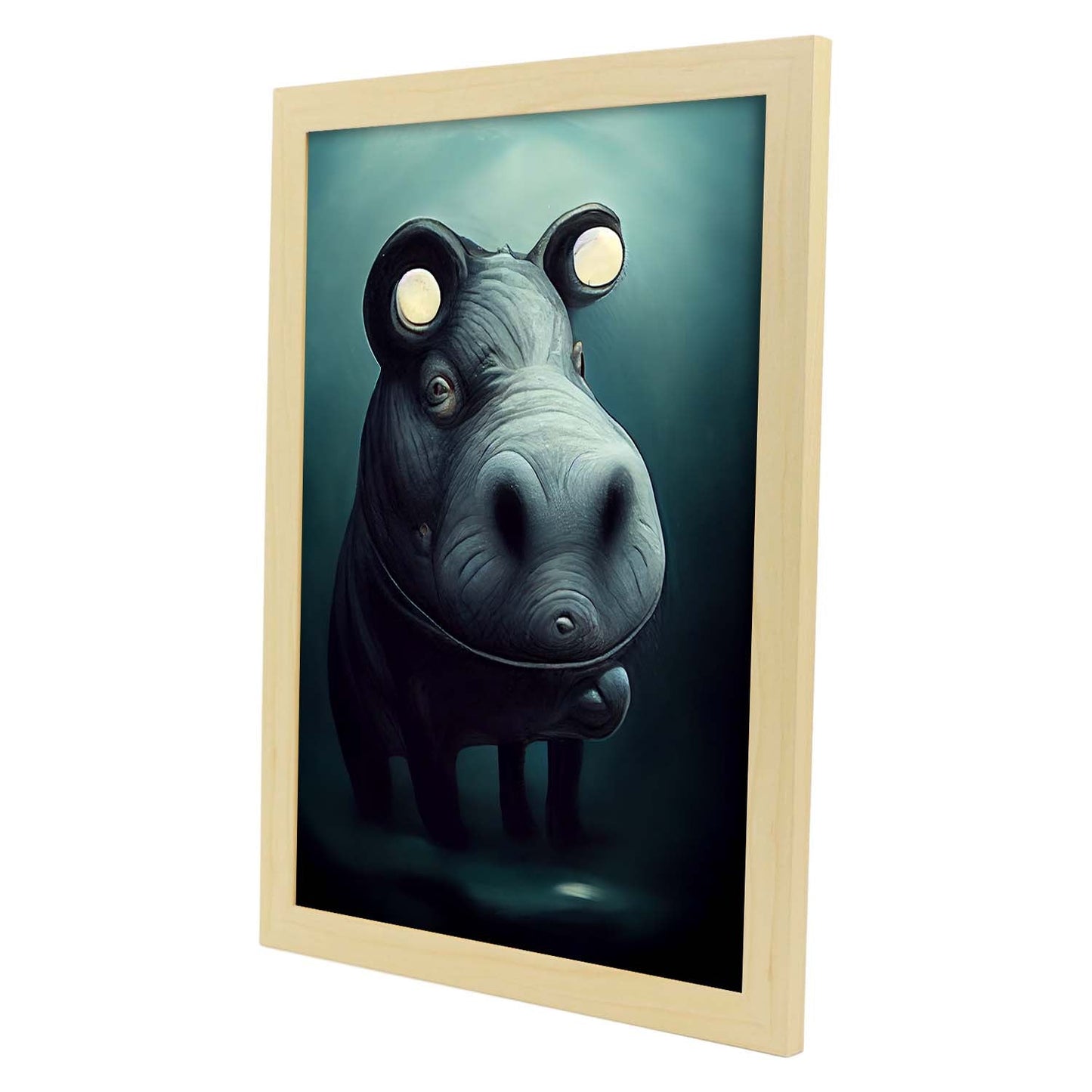 Nacnic Lámina Hipopótamo Racional estilo T. Burton. Ilustraciones y pósters de animales inspirados en el arte gótico y oscuro de Burton. Diseño y Decoración de Interiores.-Artwork-Nacnic-Nacnic Estudio SL
