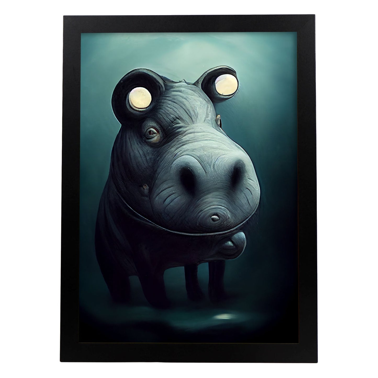 Nacnic Lámina Hipopótamo Racional estilo T. Burton. Ilustraciones y pósters de animales inspirados en el arte gótico y oscuro de Burton. Diseño y Decoración de Interiores.-Artwork-Nacnic-A4-Sin marco-Nacnic Estudio SL
