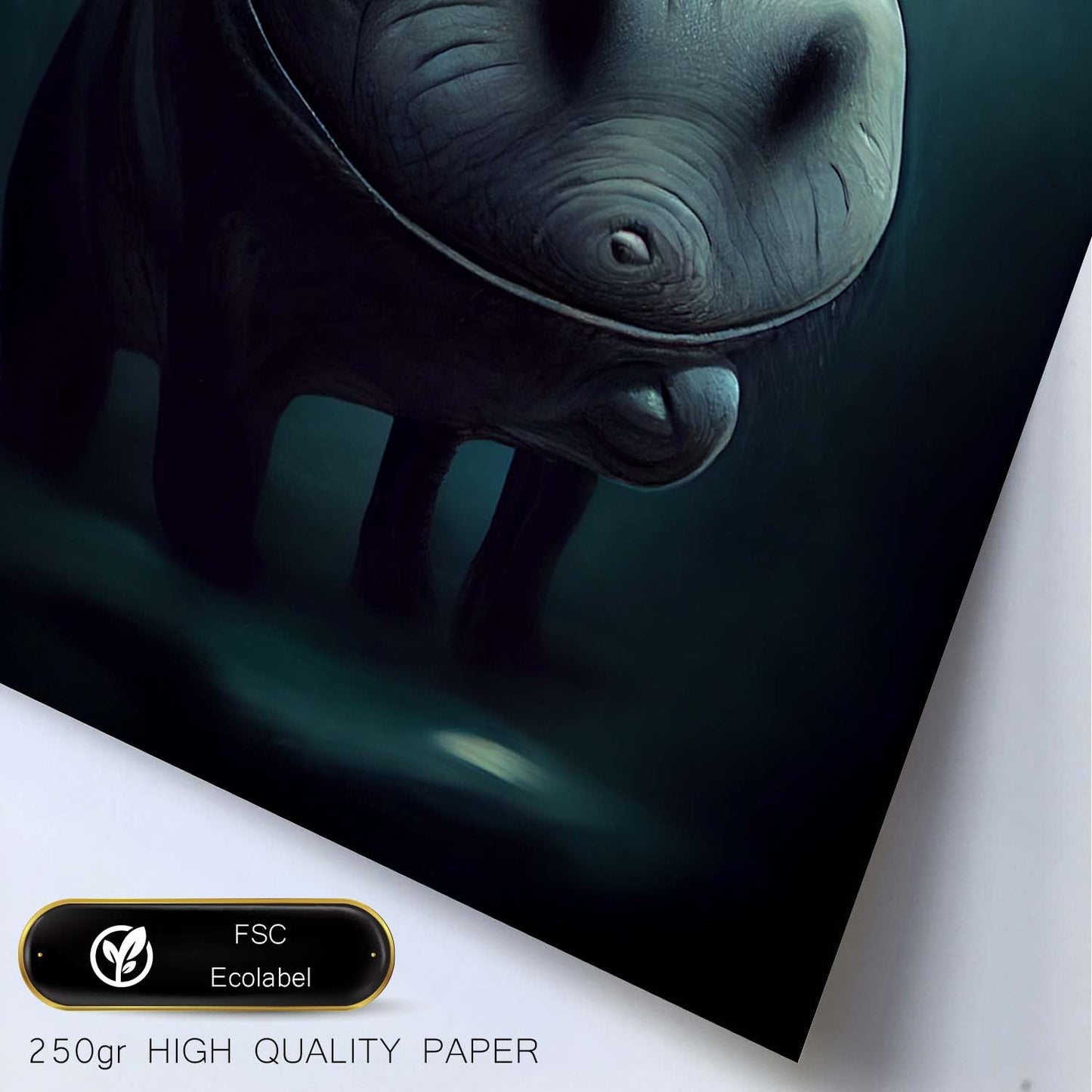Nacnic Lámina Hipopótamo Racional estilo T. Burton. Ilustraciones y pósters de animales inspirados en el arte gótico y oscuro de Burton. Diseño y Decoración de Interiores.-Artwork-Nacnic-Nacnic Estudio SL