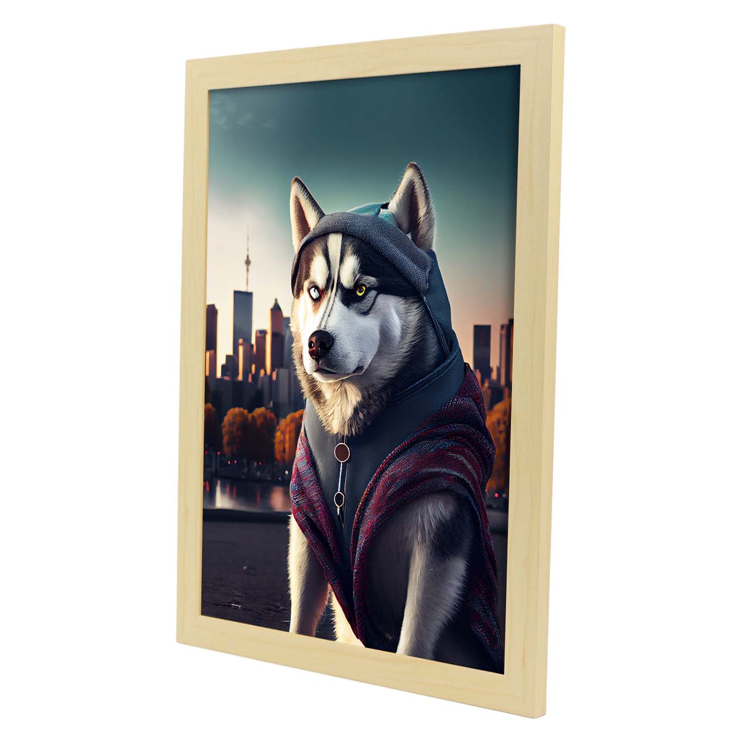 Nacnic Lámina Husky siberiano Intelectual en estilo Fotografía a todo color. Divertidas ilustraciones realistas de animales con ropa humana. Diseño y Decoración de Interiores.-Artwork-Nacnic-Nacnic Estudio SL