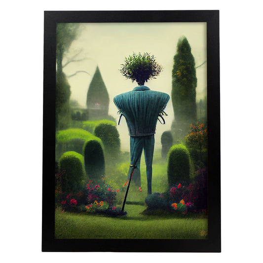 Nacnic Lámina Jardinero Leal al estilo de T. Burton. Ilustraciones de profesiones y oficios inspiradas en arte gótico y oscuro. Diseño y Decoración de Interiores.-Artwork-Nacnic-A4-Sin marco-Nacnic Estudio SL