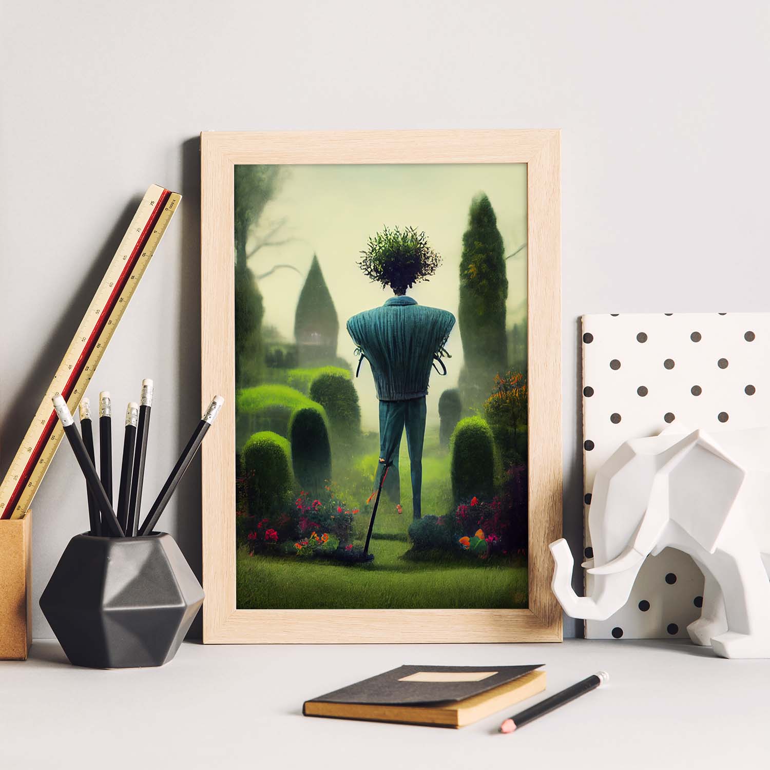 Nacnic Lámina Jardinero Leal al estilo de T. Burton. Ilustraciones de profesiones y oficios inspiradas en arte gótico y oscuro. Diseño y Decoración de Interiores.-Artwork-Nacnic-Nacnic Estudio SL