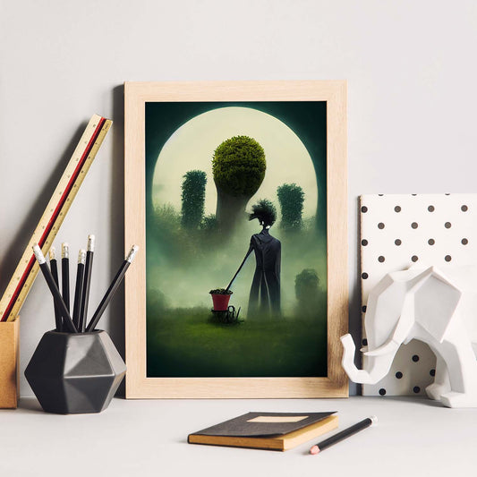 Nacnic Lámina Jardinero Racional al estilo de T. Burton. Ilustraciones de profesiones y oficios inspiradas en arte gótico y oscuro. Diseño y Decoración de Interiores.-Artwork-Nacnic-Nacnic Estudio SL