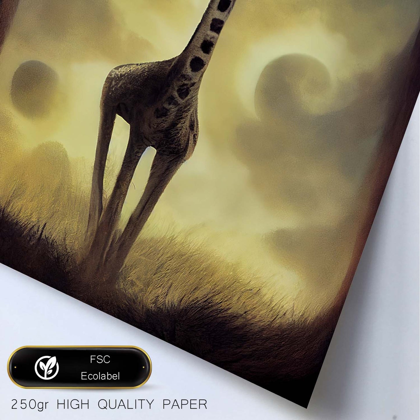 Nacnic Lámina Jirafa Humilde estilo T. Burton. Ilustraciones y pósters de animales inspirados en el arte gótico y oscuro de Burton. Diseño y Decoración de Interiores.-Artwork-Nacnic-Nacnic Estudio SL