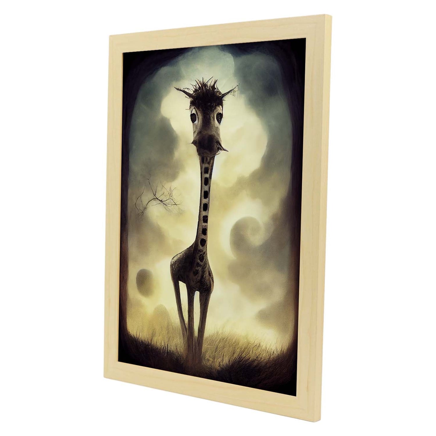 Nacnic Lámina Jirafa Humilde estilo T. Burton. Ilustraciones y pósters de animales inspirados en el arte gótico y oscuro de Burton. Diseño y Decoración de Interiores.-Artwork-Nacnic-Nacnic Estudio SL