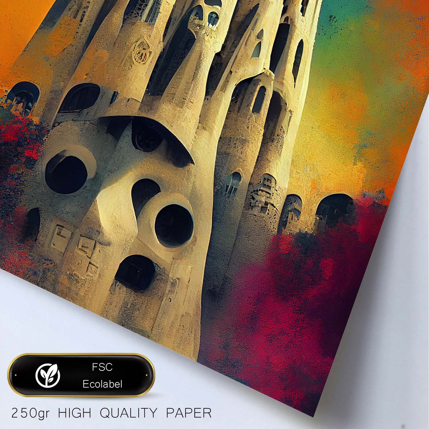 Nacnic Lámina La Sagrada Familia Sensible al estilo de T. Burton. Ilustraciones de monumentos, ciudades, paises inspiradas en arte gótico y oscuro. Diseño y Decoración de Interiores.-Artwork-Nacnic-Nacnic Estudio SL