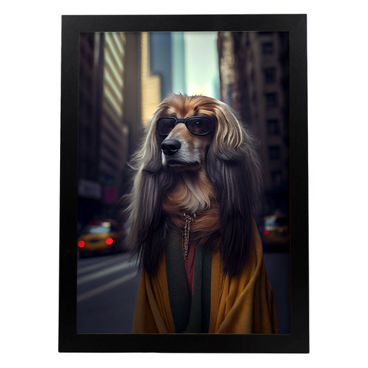 Nacnic Lámina Lebrel afgano Responsable en estilo Fotografía a todo color. Divertidas ilustraciones realistas de animales con ropa humana. Diseño y Decoración de Interiores.-Artwork-Nacnic-A4-Sin marco-Nacnic Estudio SL