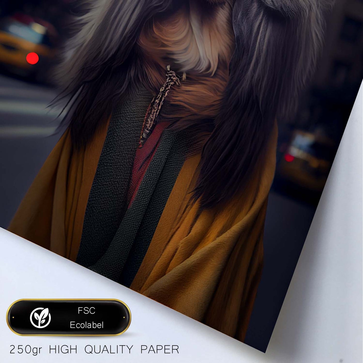 Nacnic Lámina Lebrel afgano Responsable en estilo Fotografía a todo color. Divertidas ilustraciones realistas de animales con ropa humana. Diseño y Decoración de Interiores.-Artwork-Nacnic-Nacnic Estudio SL