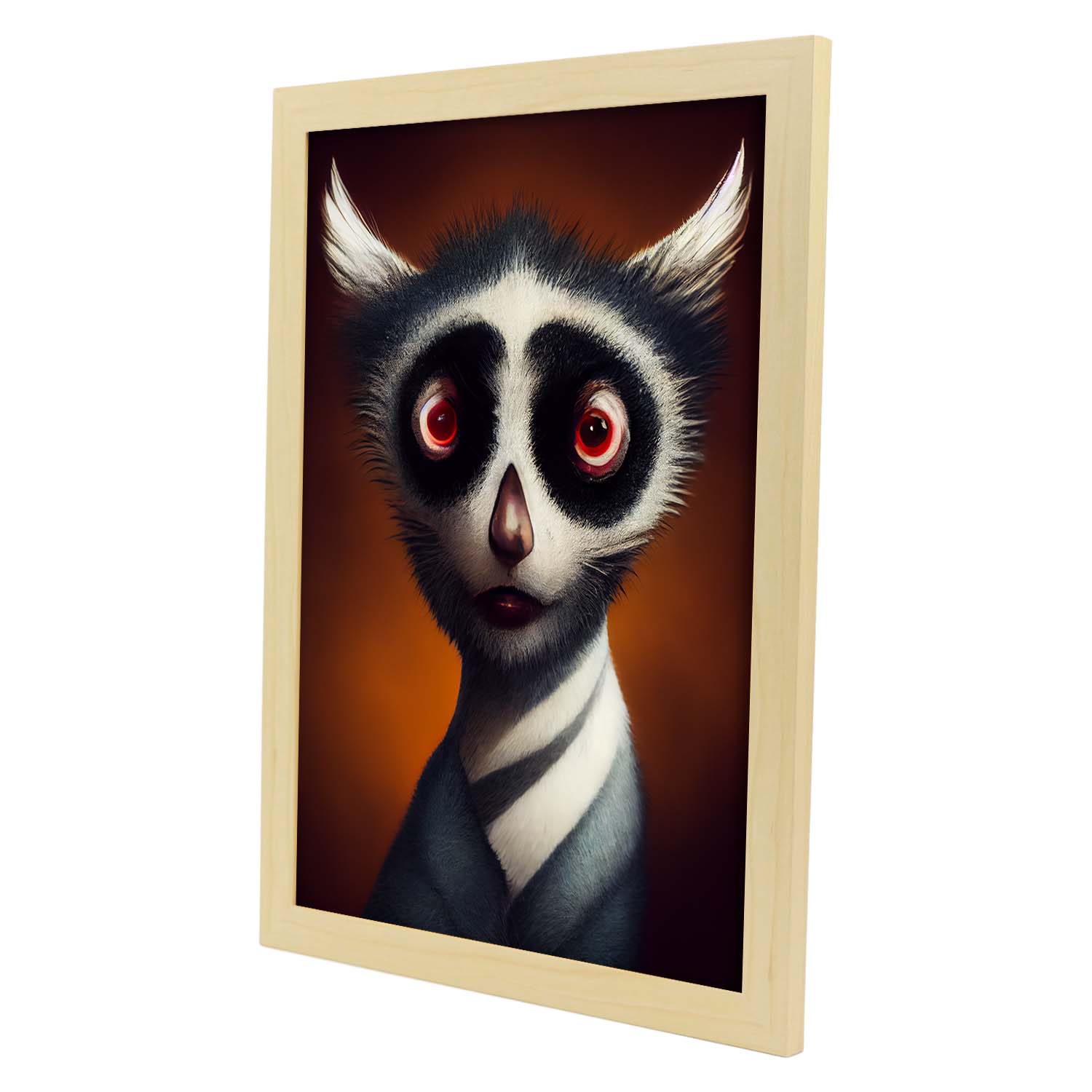 Nacnic Lámina Lemur Decidido estilo T. Burton. Ilustraciones y pósters de animales inspirados en el arte gótico y oscuro de Burton. Diseño y Decoración de Interiores.-Artwork-Nacnic-Nacnic Estudio SL