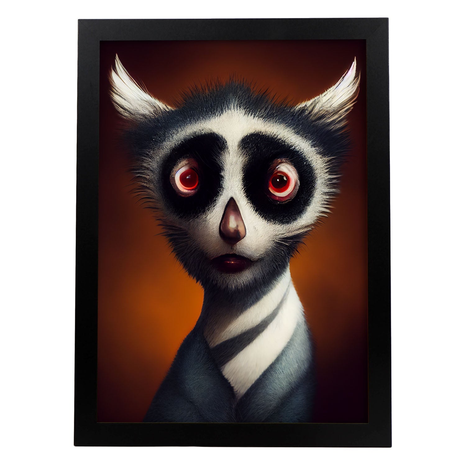Nacnic Lámina Lemur Decidido estilo T. Burton. Ilustraciones y pósters de animales inspirados en el arte gótico y oscuro de Burton. Diseño y Decoración de Interiores.-Artwork-Nacnic-A4-Sin marco-Nacnic Estudio SL
