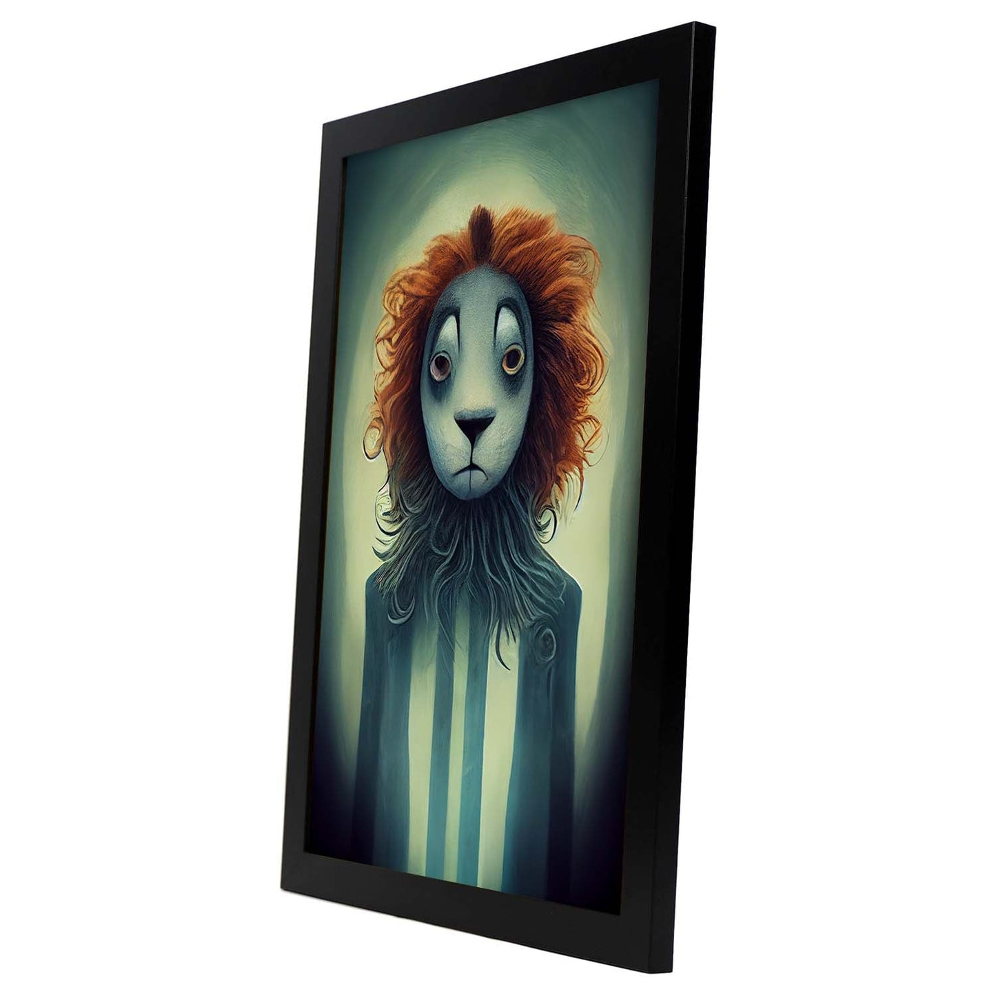 Nacnic Lámina León Amistoso estilo T. Burton. Ilustraciones y pósters de animales inspirados en el arte gótico y oscuro de Burton. Diseño y Decoración de Interiores.-Artwork-Nacnic-Nacnic Estudio SL