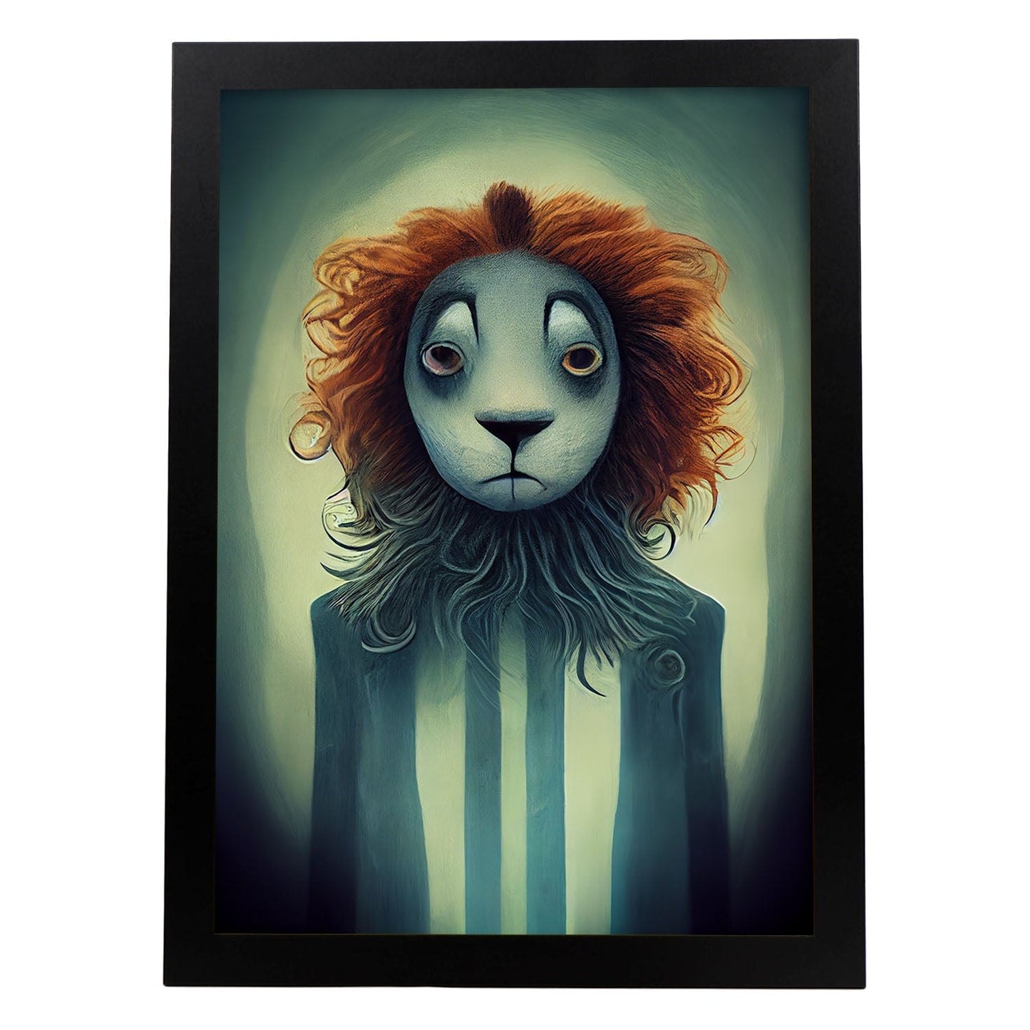 Nacnic Lámina León Amistoso estilo T. Burton. Ilustraciones y pósters de animales inspirados en el arte gótico y oscuro de Burton. Diseño y Decoración de Interiores.-Artwork-Nacnic-A4-Sin marco-Nacnic Estudio SL