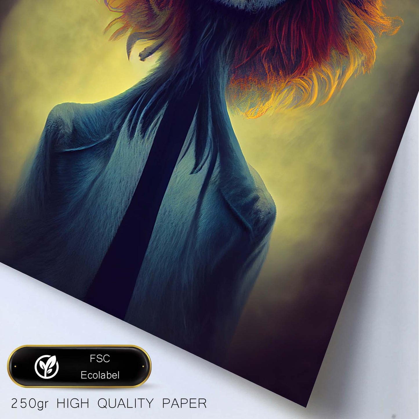 Nacnic Lámina León Dinámico estilo T. Burton. Ilustraciones y pósters de animales inspirados en el arte gótico y oscuro de Burton. Diseño y Decoración de Interiores.-Artwork-Nacnic-Nacnic Estudio SL