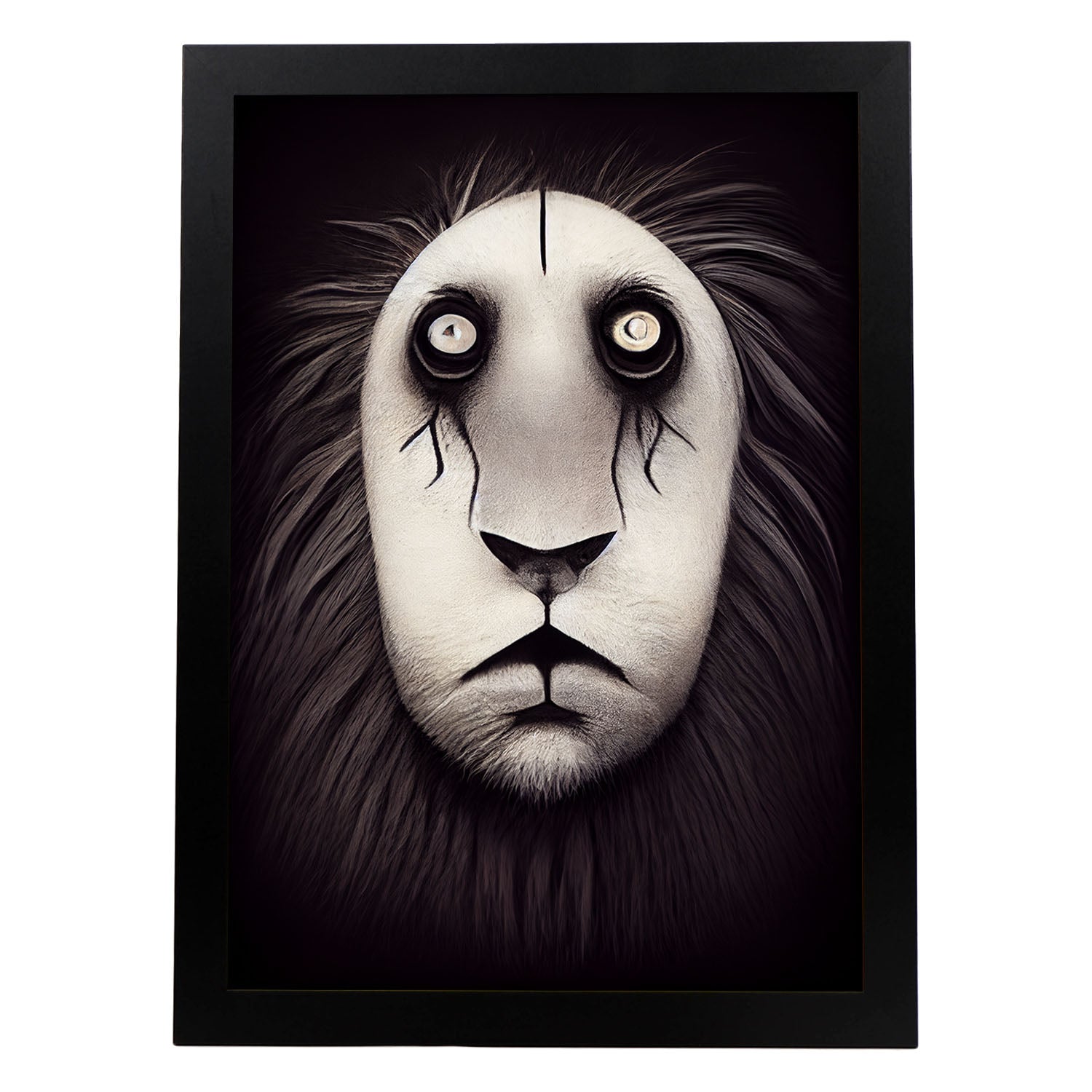 Nacnic Lámina León Leal estilo T. Burton. Ilustraciones y pósters de animales inspirados en el arte gótico y oscuro de Burton. Diseño y Decoración de Interiores.-Artwork-Nacnic-A4-Sin marco-Nacnic Estudio SL