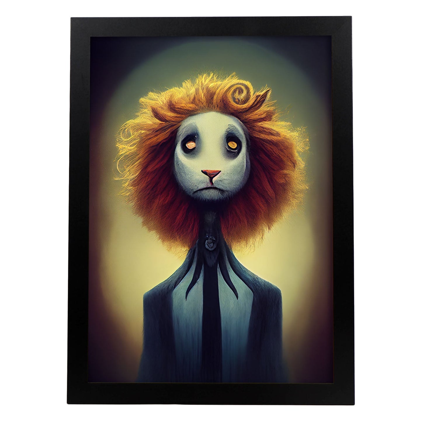 Nacnic Lámina León Sociable estilo T. Burton. Ilustraciones y pósters de animales inspirados en el arte gótico y oscuro de Burton. Diseño y Decoración de Interiores.-Artwork-Nacnic-A4-Sin marco-Nacnic Estudio SL