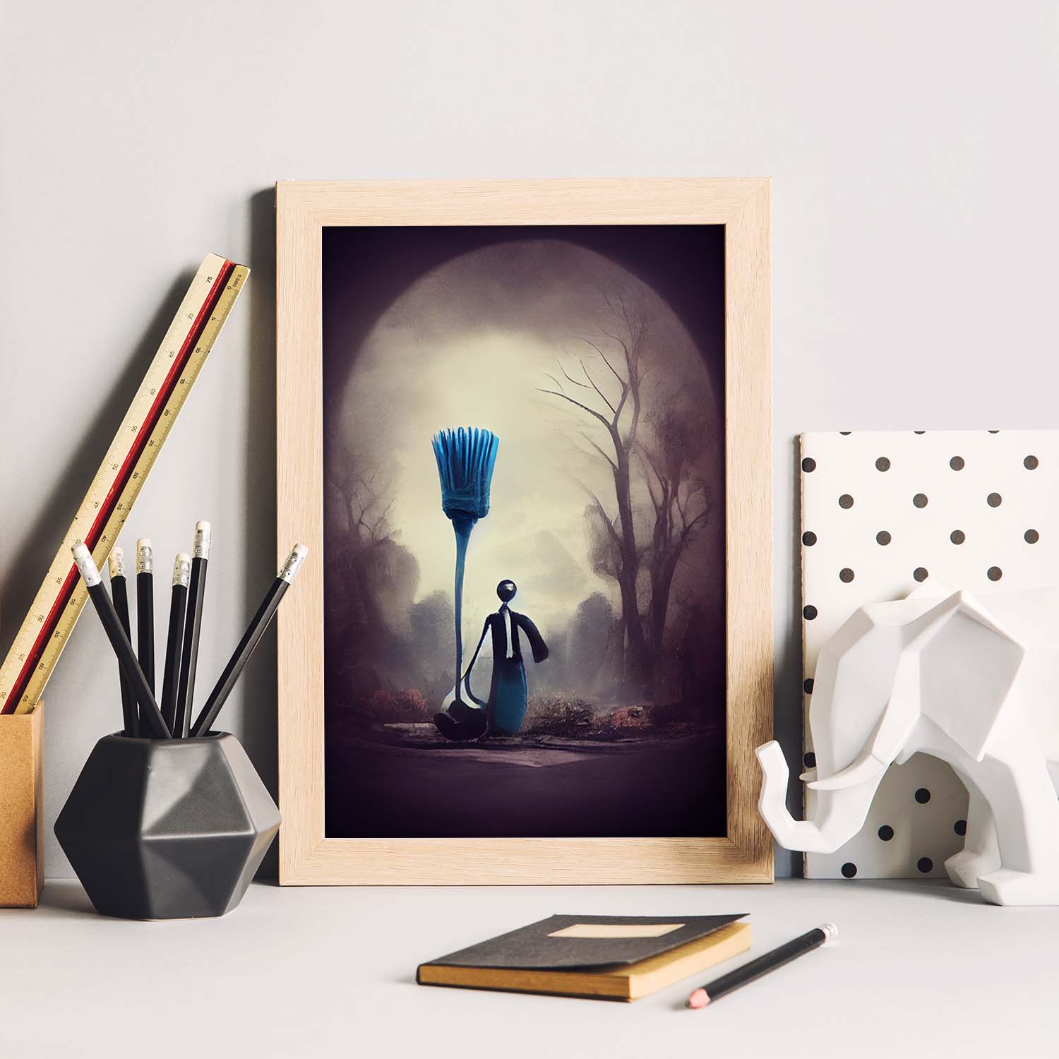 Nacnic Lámina Limpiador Empático al estilo de T. Burton. Ilustraciones de profesiones y oficios inspiradas en arte gótico y oscuro. Diseño y Decoración de Interiores.-Artwork-Nacnic-Nacnic Estudio SL