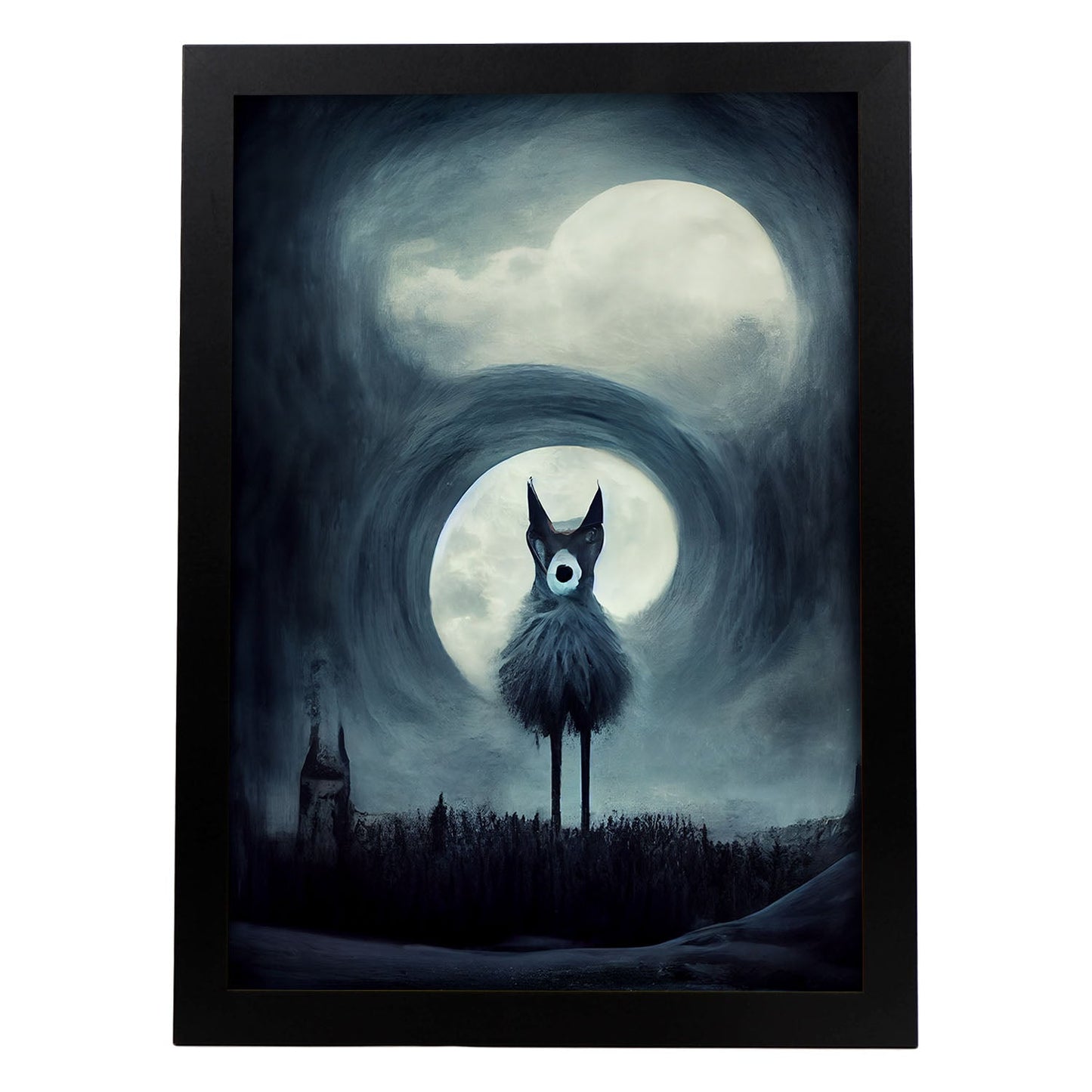 Nacnic Lámina Lobo Empático estilo T. Burton. Ilustraciones y pósters de animales inspirados en el arte gótico y oscuro de Burton. Diseño y Decoración de Interiores.-Artwork-Nacnic-A4-Sin marco-Nacnic Estudio SL