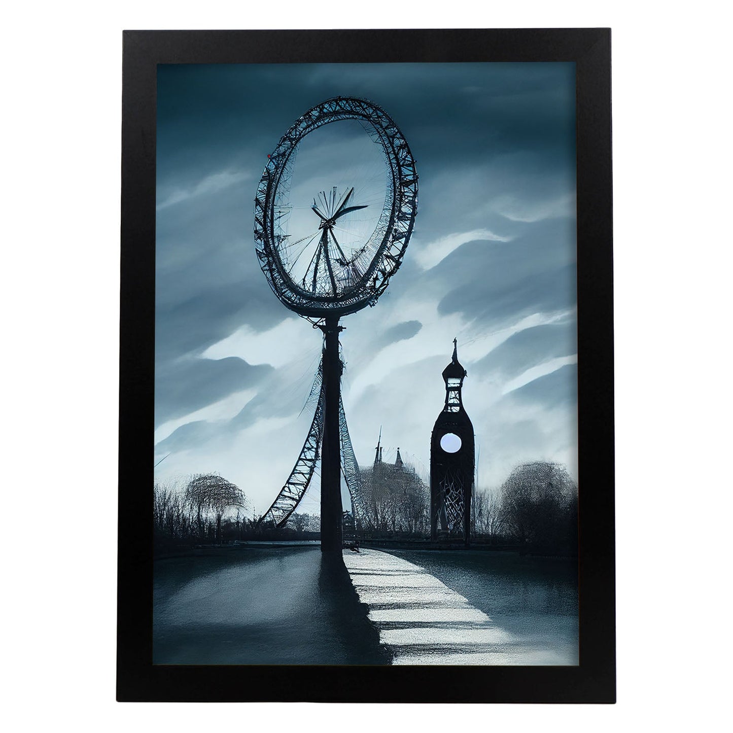 Nacnic Lámina London Eye Amistoso al estilo de T. Burton. Ilustraciones de monumentos, ciudades, paises inspiradas en arte gótico y oscuro. Diseño y Decoración de Interiores.-Artwork-Nacnic-A4-Sin marco-Nacnic Estudio SL