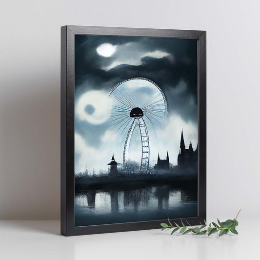 Nacnic Lámina London Eye Audaz al estilo de T. Burton. Ilustraciones de monumentos, ciudades, paises inspiradas en arte gótico y oscuro. Diseño y Decoración de Interiores.-Artwork-Nacnic-Nacnic Estudio SL