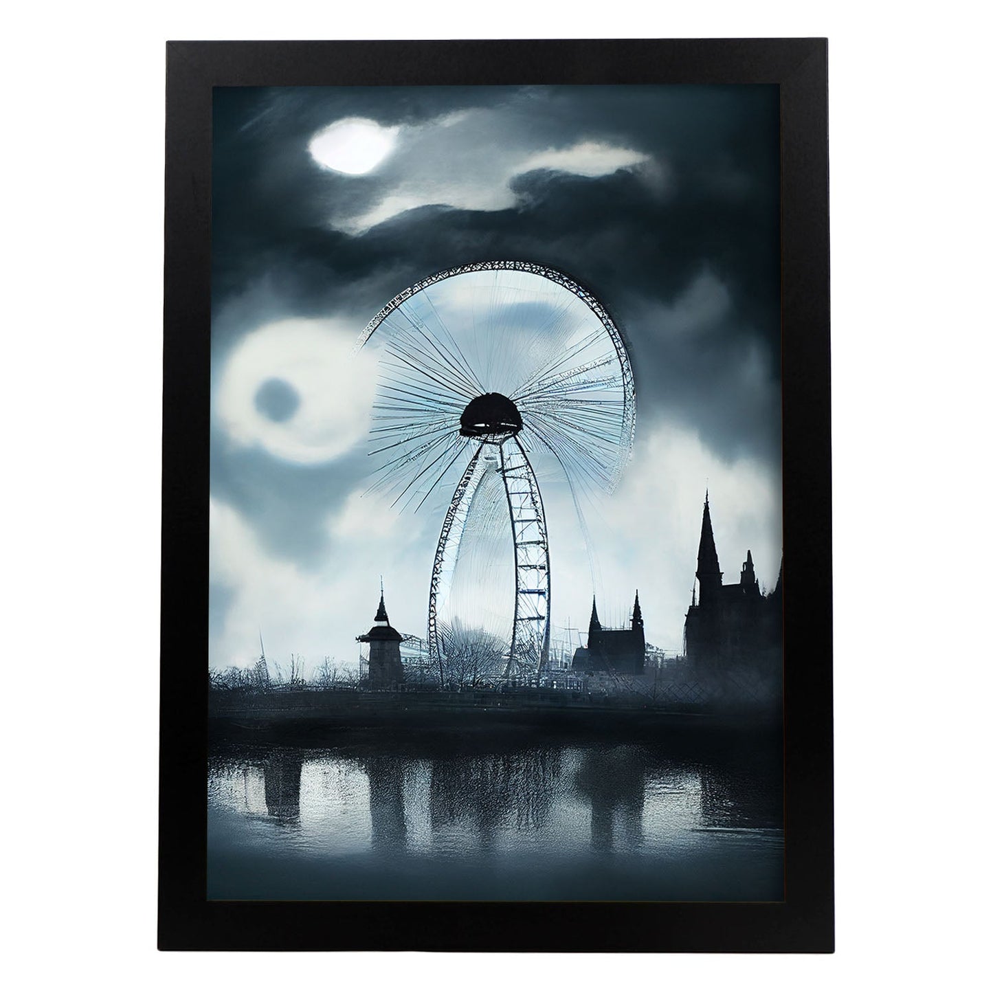 Nacnic Lámina London Eye Audaz al estilo de T. Burton. Ilustraciones de monumentos, ciudades, paises inspiradas en arte gótico y oscuro. Diseño y Decoración de Interiores.-Artwork-Nacnic-A4-Sin marco-Nacnic Estudio SL