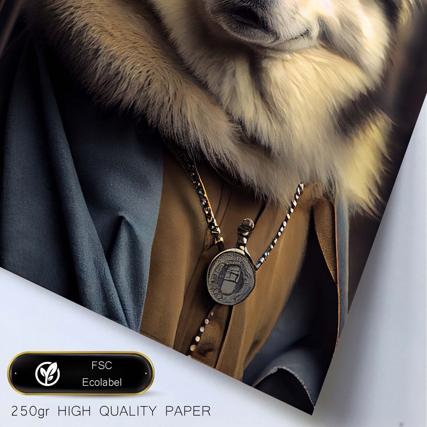 Nacnic Lámina Malamute de Alaska en estilo Fotografía a todo color. Divertidas ilustraciones realistas de animales con ropa humana. Diseño y Decoración de Interiores.-Artwork-Nacnic-Nacnic Estudio SL