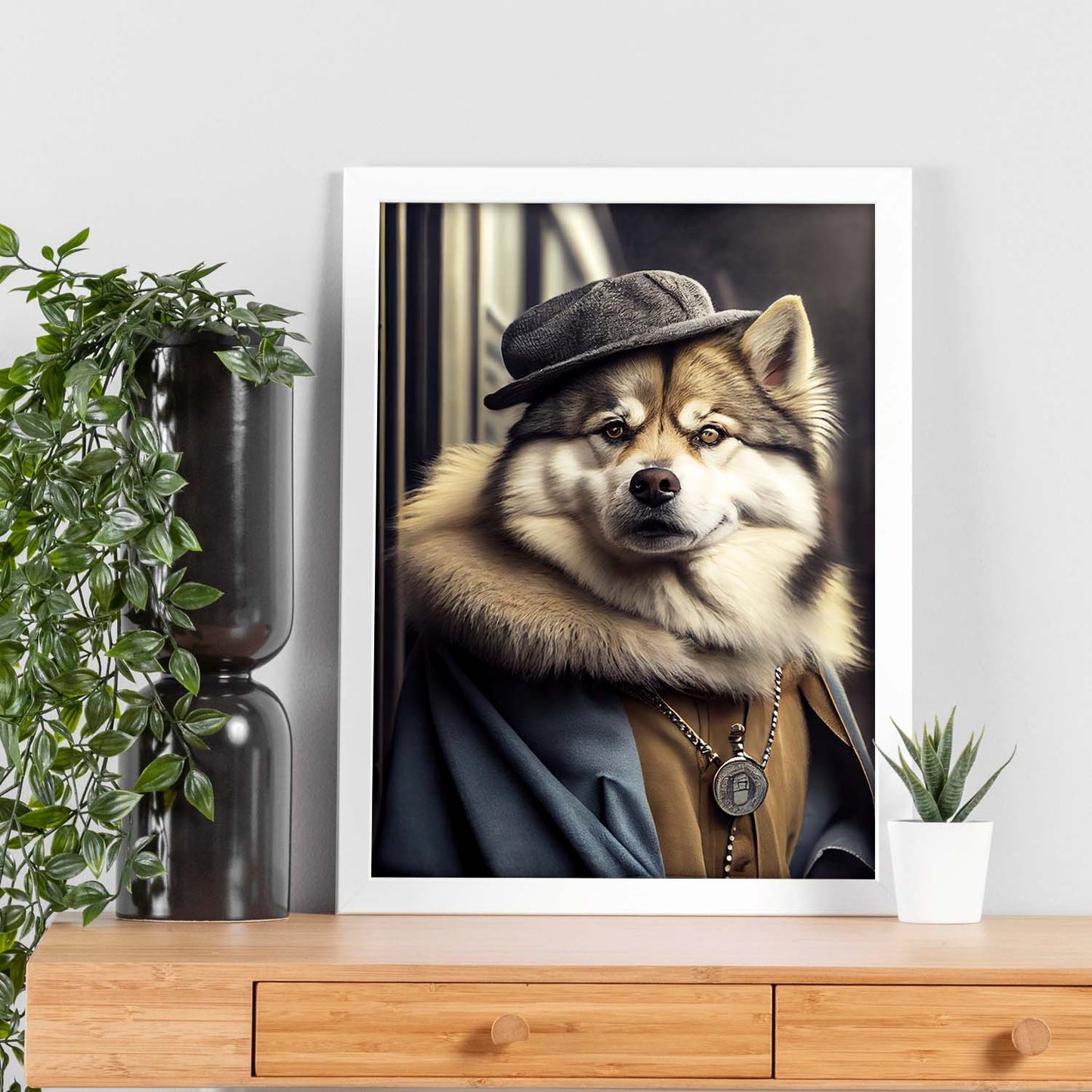 Nacnic Lámina Malamute de Alaska en estilo Fotografía a todo color. Divertidas ilustraciones realistas de animales con ropa humana. Diseño y Decoración de Interiores.-Artwork-Nacnic-Nacnic Estudio SL