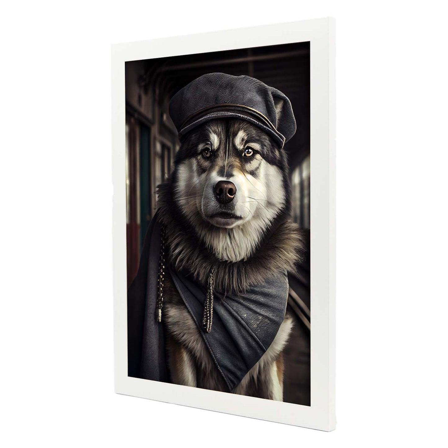 Nacnic Lámina Malamute de Alaska Responsable en estilo Fotografía a todo color. Divertidas ilustraciones realistas de animales con ropa humana. Diseño y Decoración de Interiores.-Artwork-Nacnic-Nacnic Estudio SL