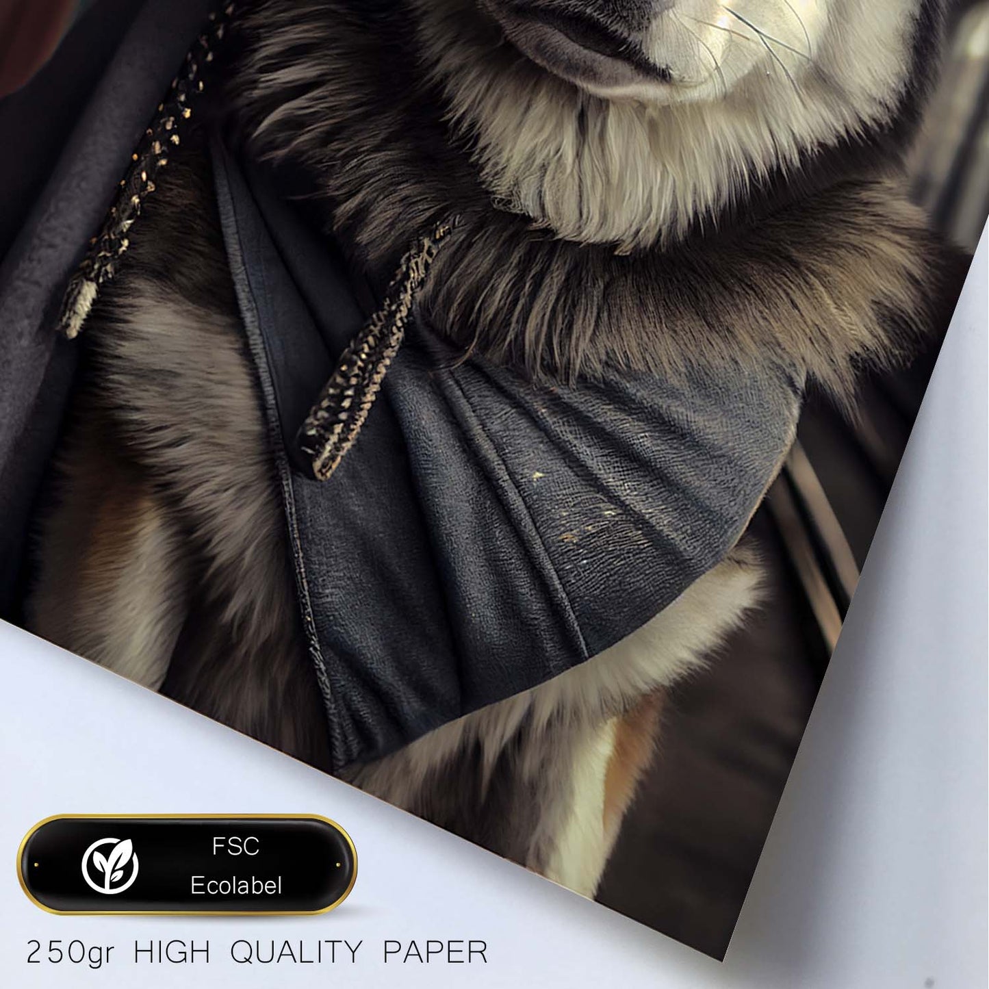 Nacnic Lámina Malamute de Alaska Responsable en estilo Fotografía a todo color. Divertidas ilustraciones realistas de animales con ropa humana. Diseño y Decoración de Interiores.-Artwork-Nacnic-Nacnic Estudio SL