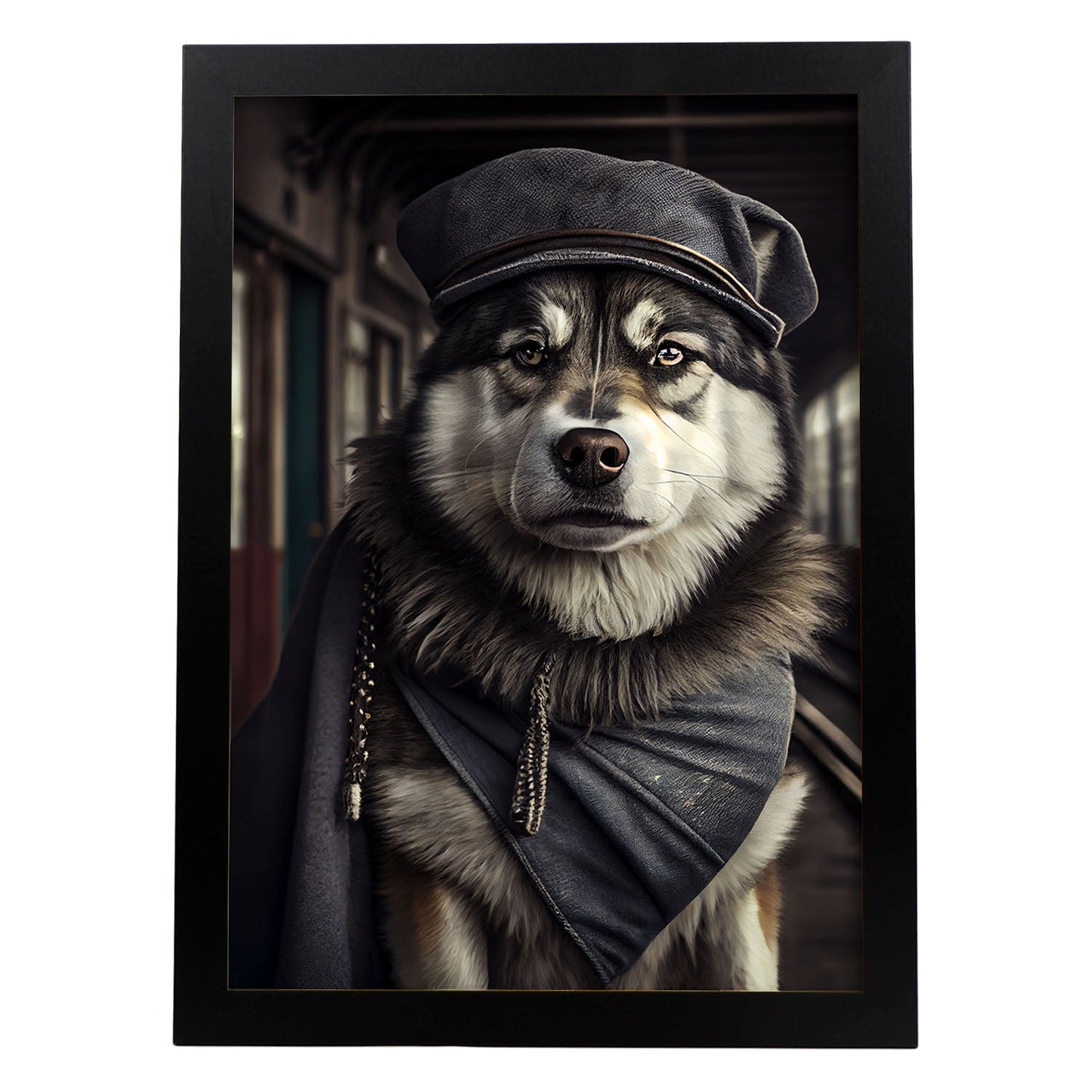 Nacnic Lámina Malamute de Alaska Responsable en estilo Fotografía a todo color. Divertidas ilustraciones realistas de animales con ropa humana. Diseño y Decoración de Interiores.-Artwork-Nacnic-A4-Sin marco-Nacnic Estudio SL