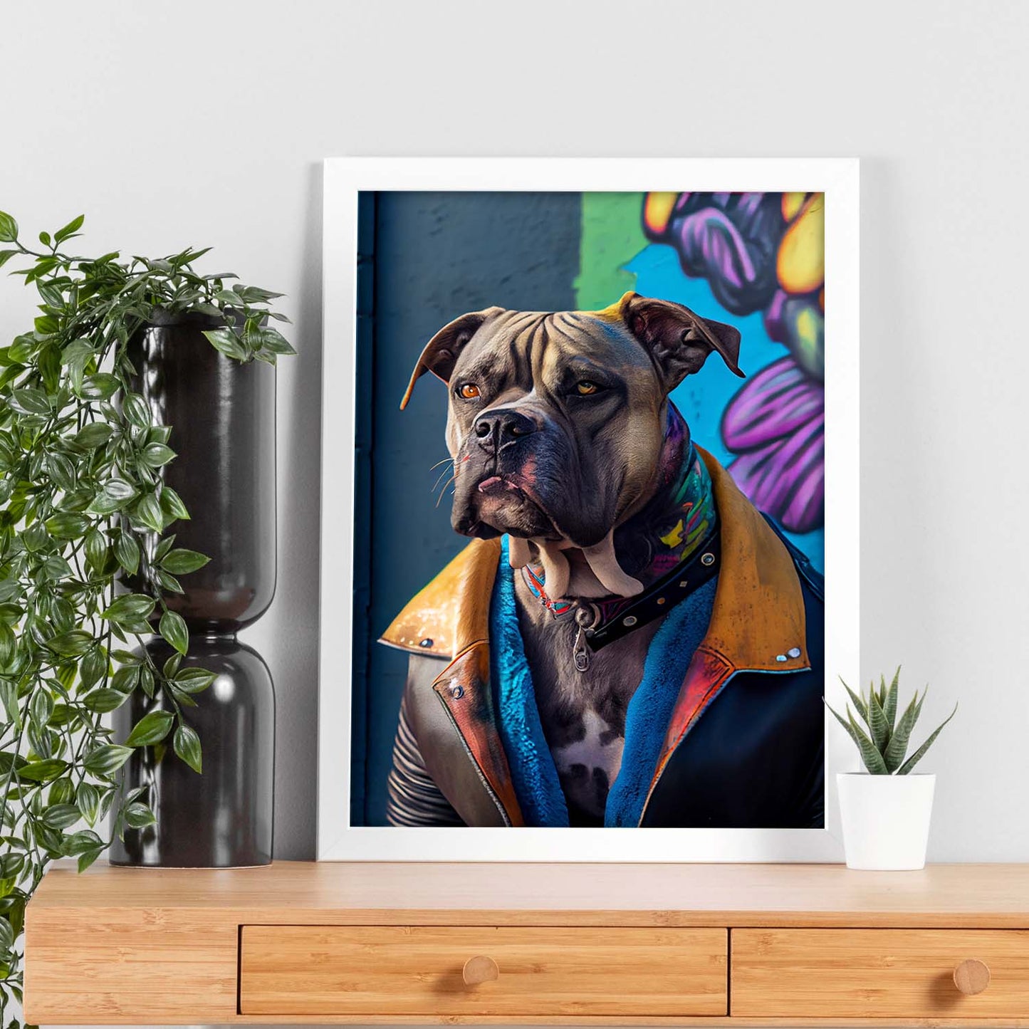 Nacnic Lámina Mastín italiano Optimista en estilo Fotografía a todo color. Divertidas ilustraciones realistas de animales con ropa humana. Diseño y Decoración de Interiores.-Artwork-Nacnic-Nacnic Estudio SL
