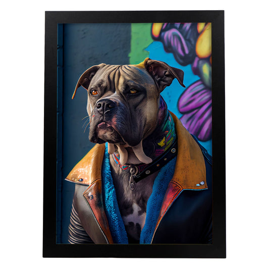 Nacnic Lámina Mastín italiano Optimista en estilo Fotografía a todo color. Divertidas ilustraciones realistas de animales con ropa humana. Diseño y Decoración de Interiores.-Artwork-Nacnic-A4-Sin marco-Nacnic Estudio SL