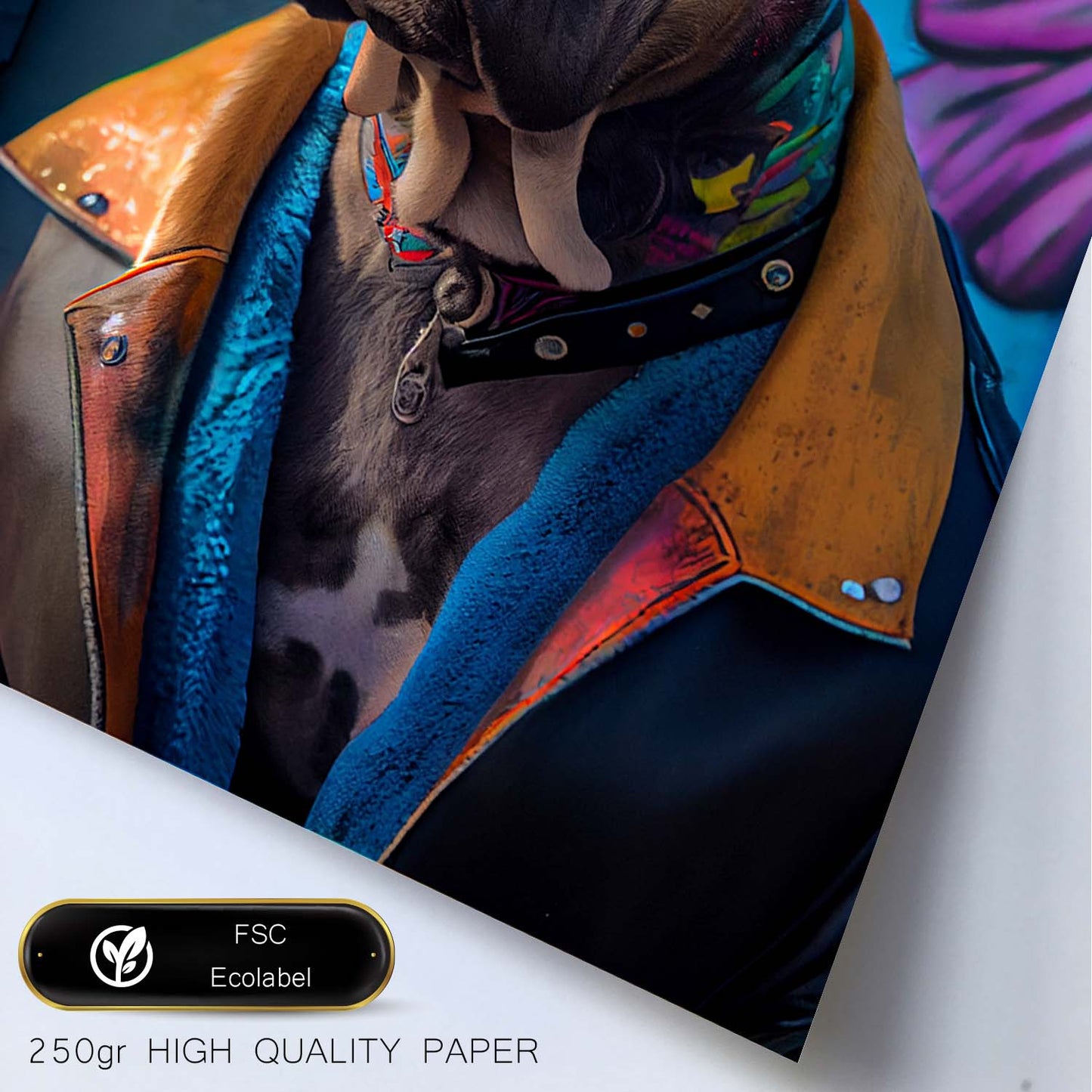 Nacnic Lámina Mastín italiano Optimista en estilo Fotografía a todo color. Divertidas ilustraciones realistas de animales con ropa humana. Diseño y Decoración de Interiores.-Artwork-Nacnic-Nacnic Estudio SL