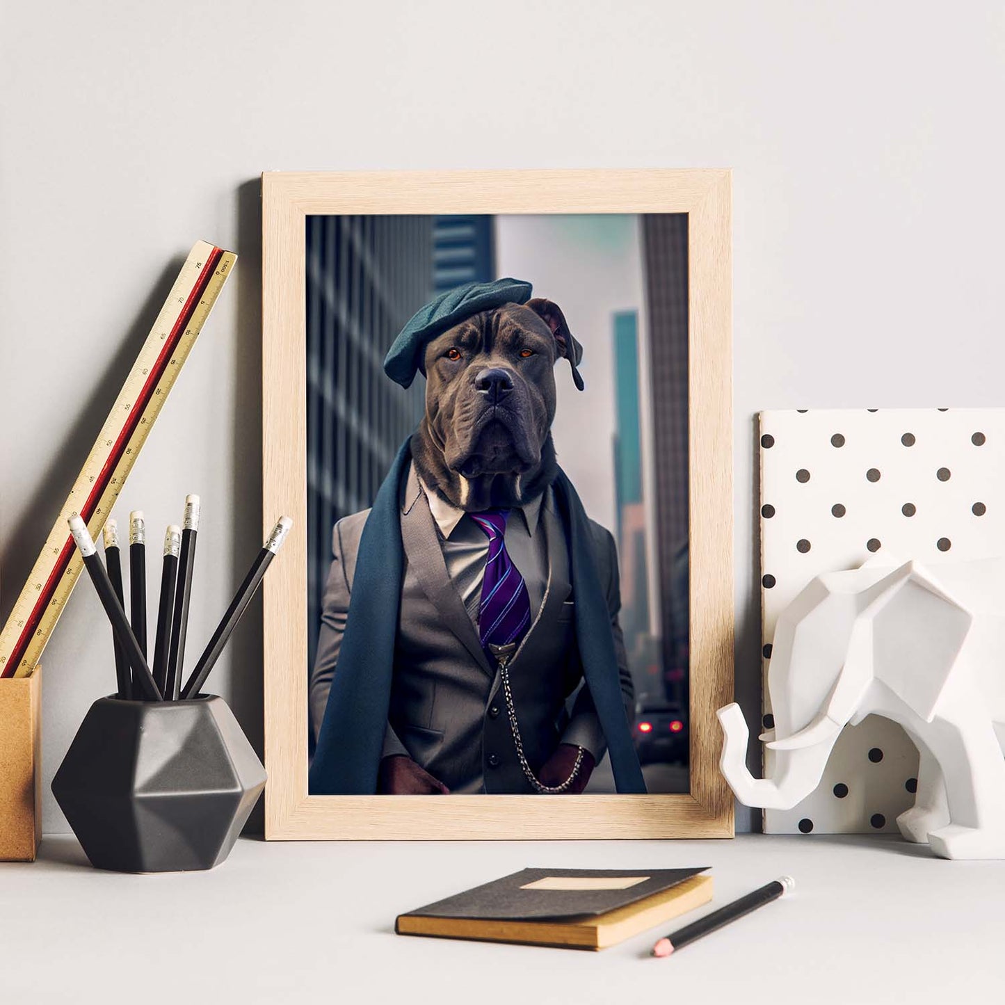 Nacnic Lámina Mastín Italiano Sociable en estilo Fotografía a todo color. Divertidas ilustraciones realistas de animales con ropa humana. Diseño y Decoración de Interiores.-Artwork-Nacnic-Nacnic Estudio SL