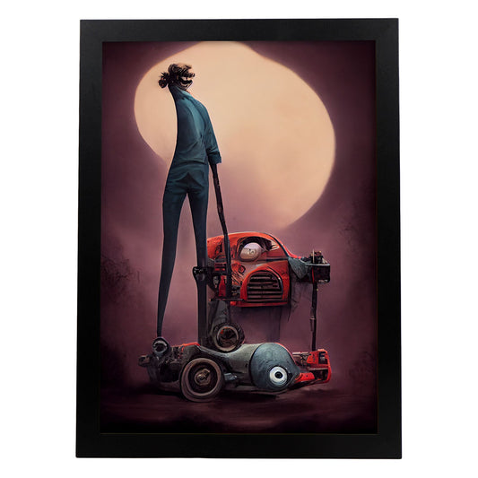 Nacnic Lámina Mecánico Responsable al estilo de T. Burton. Ilustraciones de profesiones y oficios inspiradas en arte gótico y oscuro. Diseño y Decoración de Interiores.-Artwork-Nacnic-A4-Sin marco-Nacnic Estudio SL