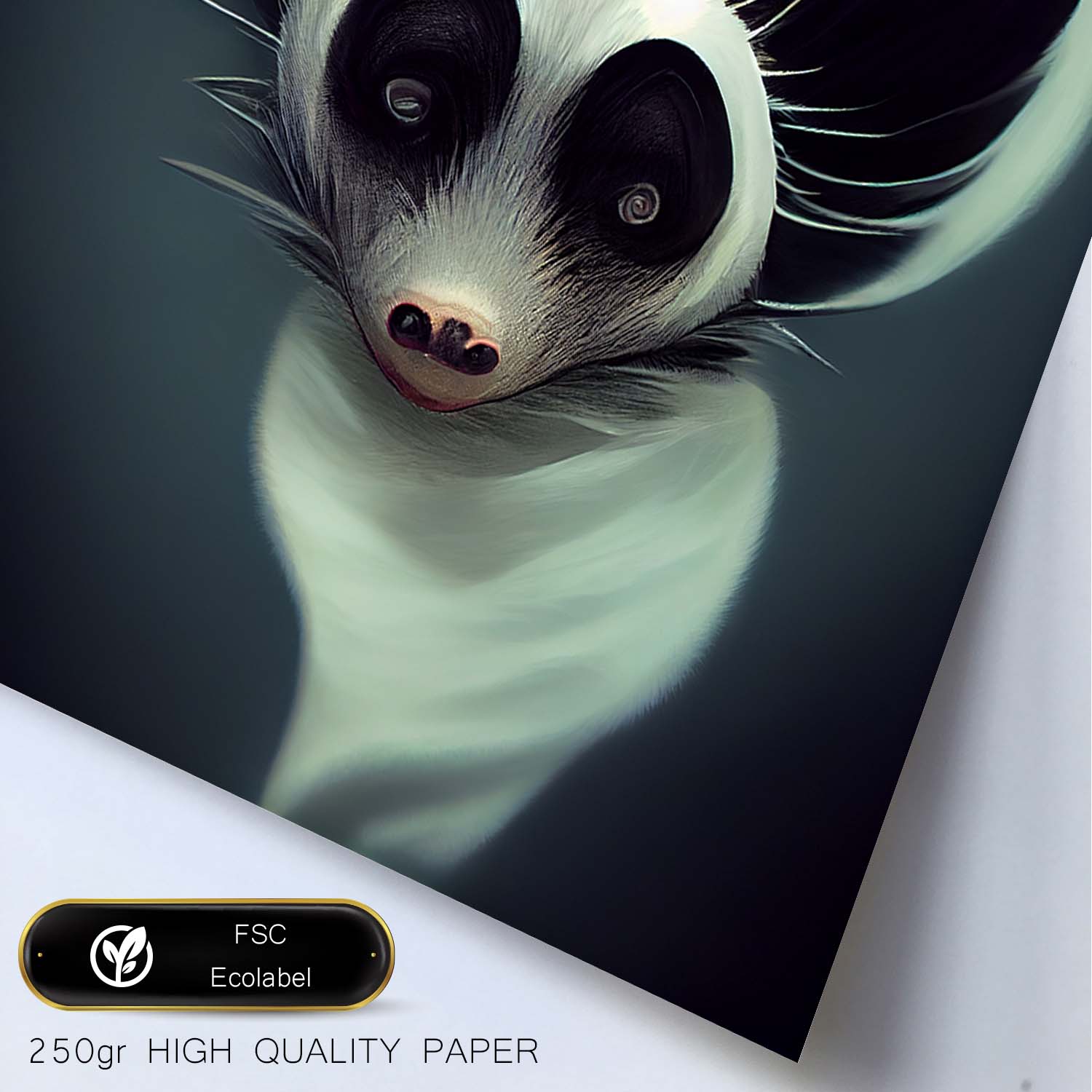 Nacnic Lámina Mofeta 2 Leal estilo T. Burton. Ilustraciones y pósters de animales inspirados en el arte gótico y oscuro de Burton. Diseño y Decoración de Interiores.-Artwork-Nacnic-Nacnic Estudio SL