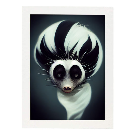 Nacnic Lámina Mofeta 2 Leal estilo T. Burton. Ilustraciones y pósters de animales inspirados en el arte gótico y oscuro de Burton. Diseño y Decoración de Interiores.-Artwork-Nacnic-A4-Marco Blanco-Nacnic Estudio SL
