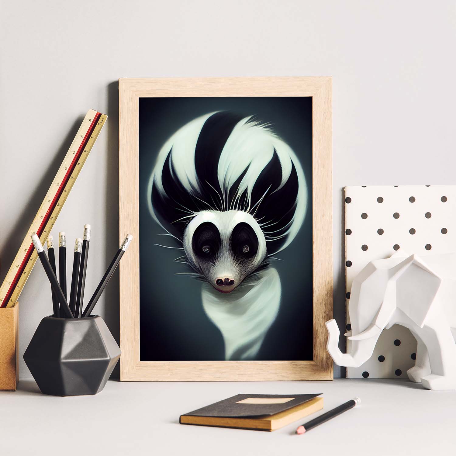Nacnic Lámina Mofeta 2 Leal estilo T. Burton. Ilustraciones y pósters de animales inspirados en el arte gótico y oscuro de Burton. Diseño y Decoración de Interiores.-Artwork-Nacnic-Nacnic Estudio SL