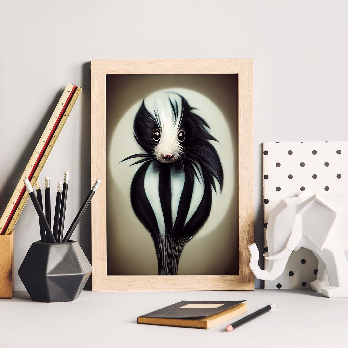 Nacnic Lámina Mofeta Decidido estilo T. Burton. Ilustraciones y pósters de animales inspirados en el arte gótico y oscuro de Burton. Diseño y Decoración de Interiores.-Artwork-Nacnic-Nacnic Estudio SL