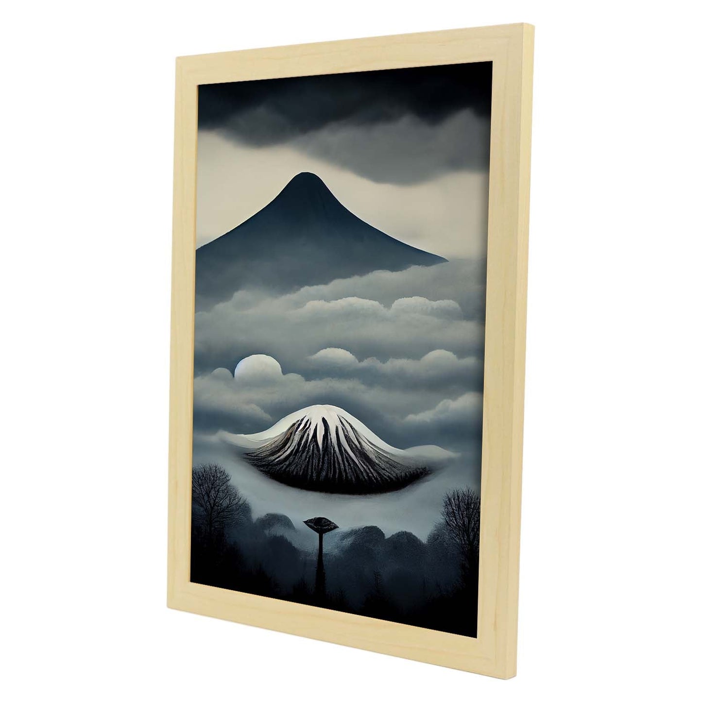 Nacnic Lámina Monte Fuji Intelectual al estilo de T. Burton. Ilustraciones de monumentos, ciudades, paises inspiradas en arte gótico y oscuro. Diseño y Decoración de Interiores.-Artwork-Nacnic-Nacnic Estudio SL