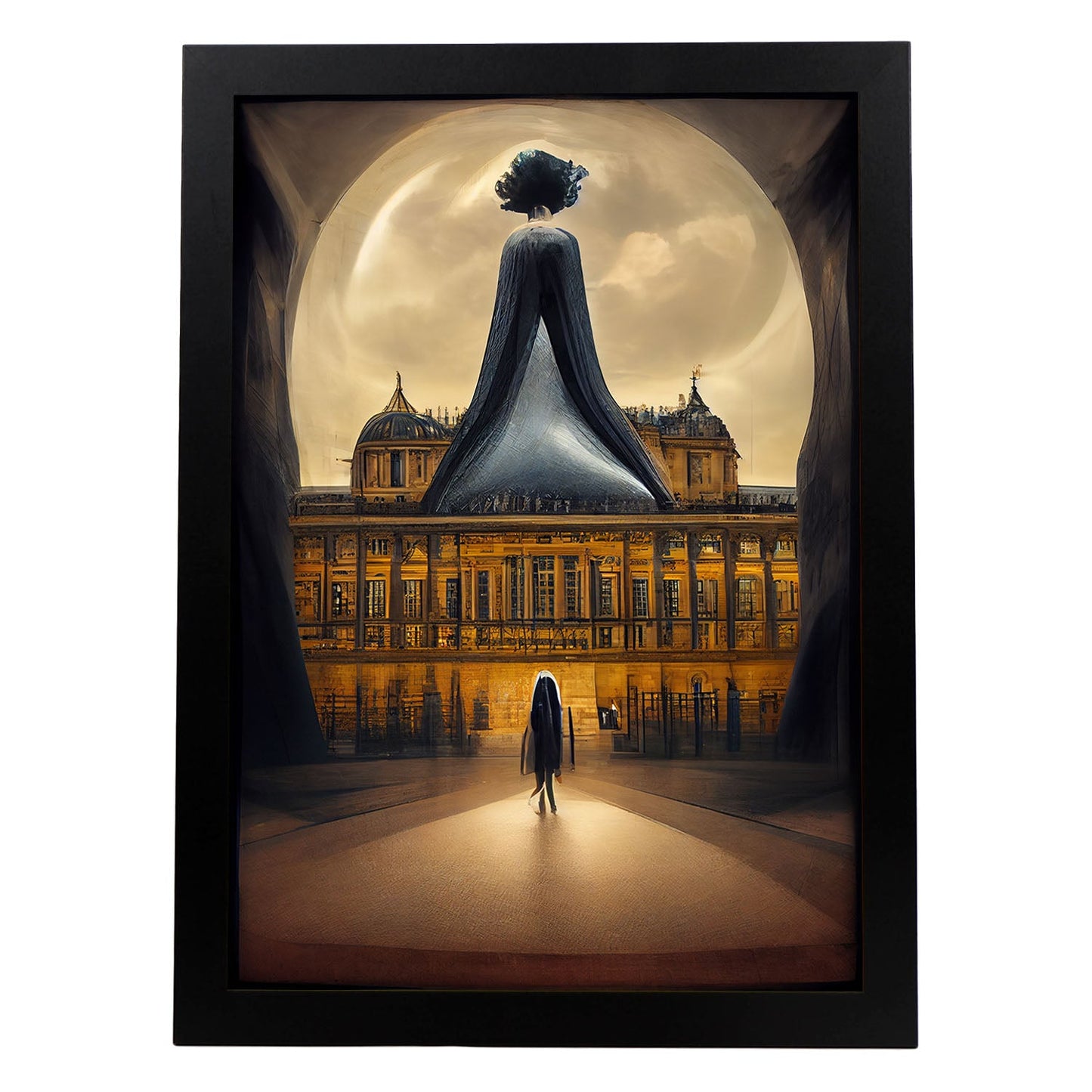 Nacnic Lámina Museo del Louvre 2 Amable al estilo de T. Burton. Ilustraciones de monumentos, ciudades, paises inspiradas en arte gótico y oscuro. Diseño y Decoración de Interiores.-Artwork-Nacnic-A4-Sin marco-Nacnic Estudio SL