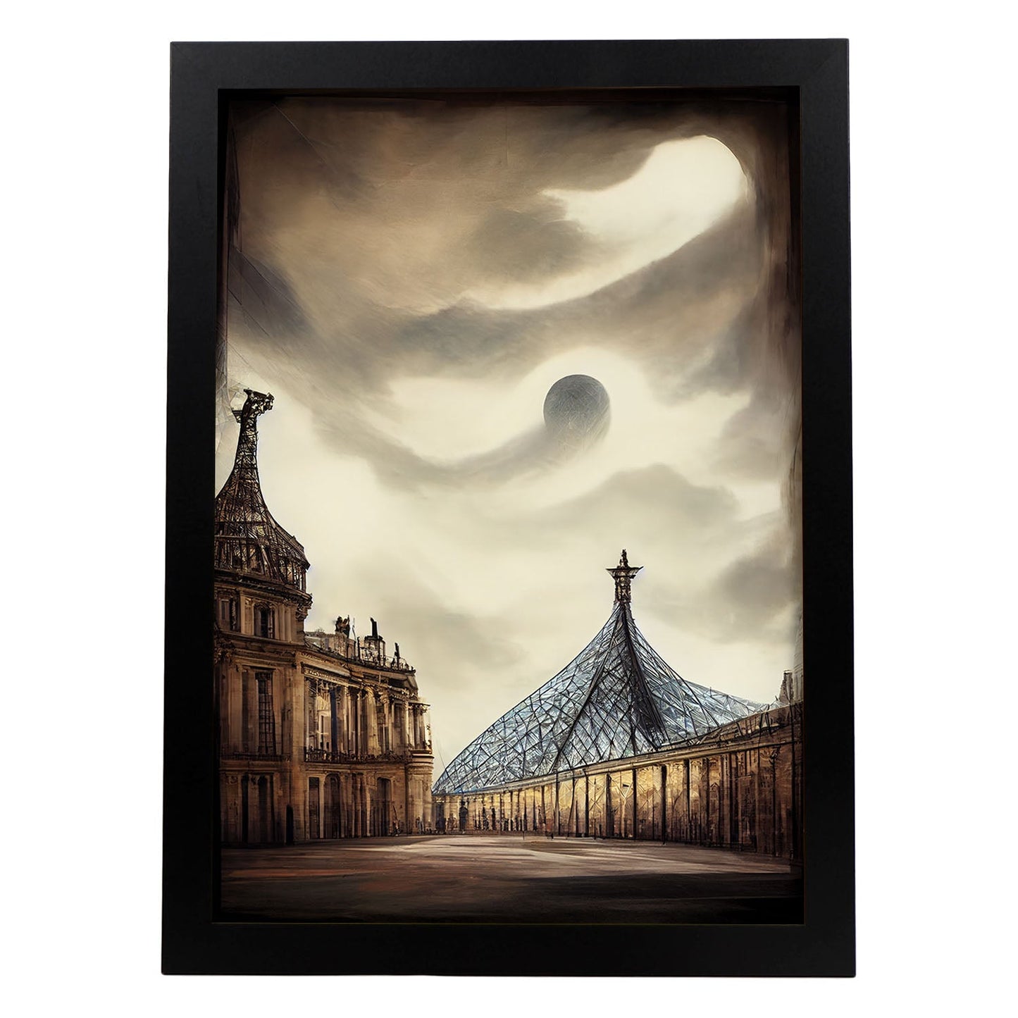 Nacnic Lámina Museo del Louvre Paciente al estilo de T. Burton. Ilustraciones de monumentos, ciudades, paises inspiradas en arte gótico y oscuro. Diseño y Decoración de Interiores.-Artwork-Nacnic-A4-Sin marco-Nacnic Estudio SL