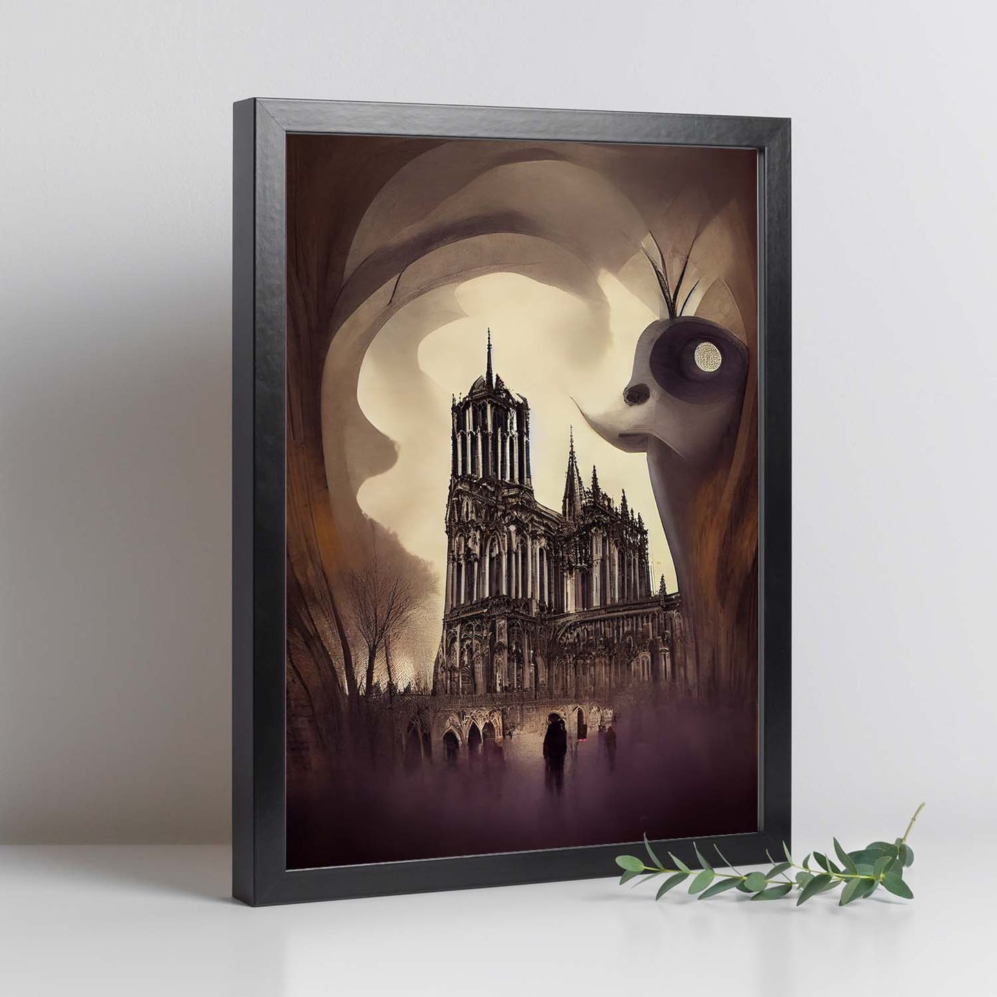 Nacnic Lámina Notre Dame Sensible al estilo de T. Burton. Ilustraciones de monumentos, ciudades, paises inspiradas en arte gótico y oscuro. Diseño y Decoración de Interiores.-Artwork-Nacnic-Nacnic Estudio SL