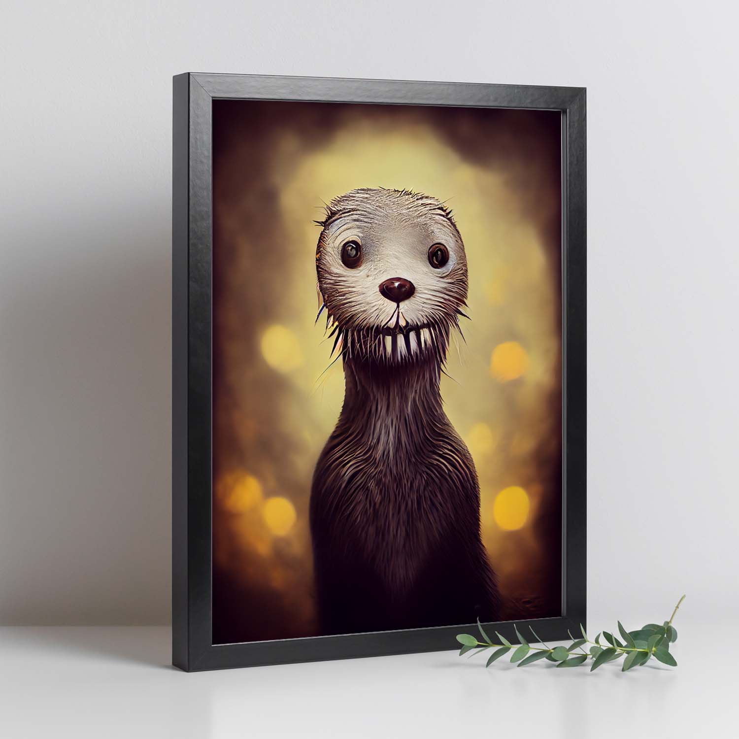 Nacnic Lámina Nutria Optimista estilo T. Burton. Ilustraciones y pósters de animales inspirados en el arte gótico y oscuro de Burton. Diseño y Decoración de Interiores.-Artwork-Nacnic-Nacnic Estudio SL